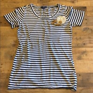 Gap blue and white striped embellished tee